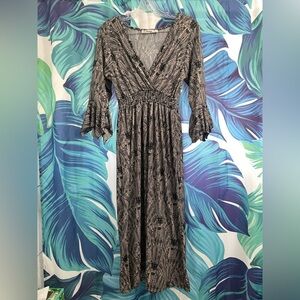 Women's Black & Tan Printed Dress